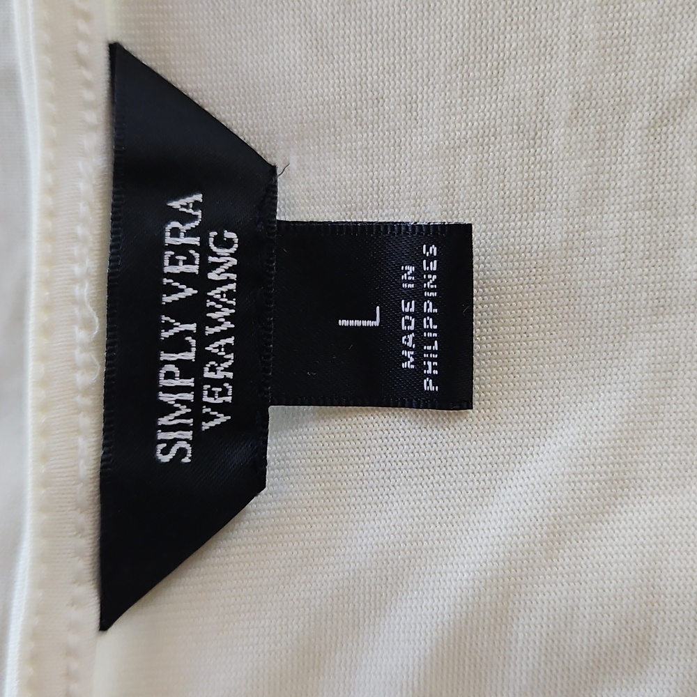 Simply Vera 3/4 Sleeve Cream Balloon Sleeves Elastic Waist Vera Wang Size L - Picture 10 of 11